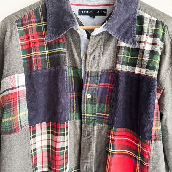 Tommy Hilfiger Patchwork Cotton Button up Men's Shirt XL - Picture 4 of 8